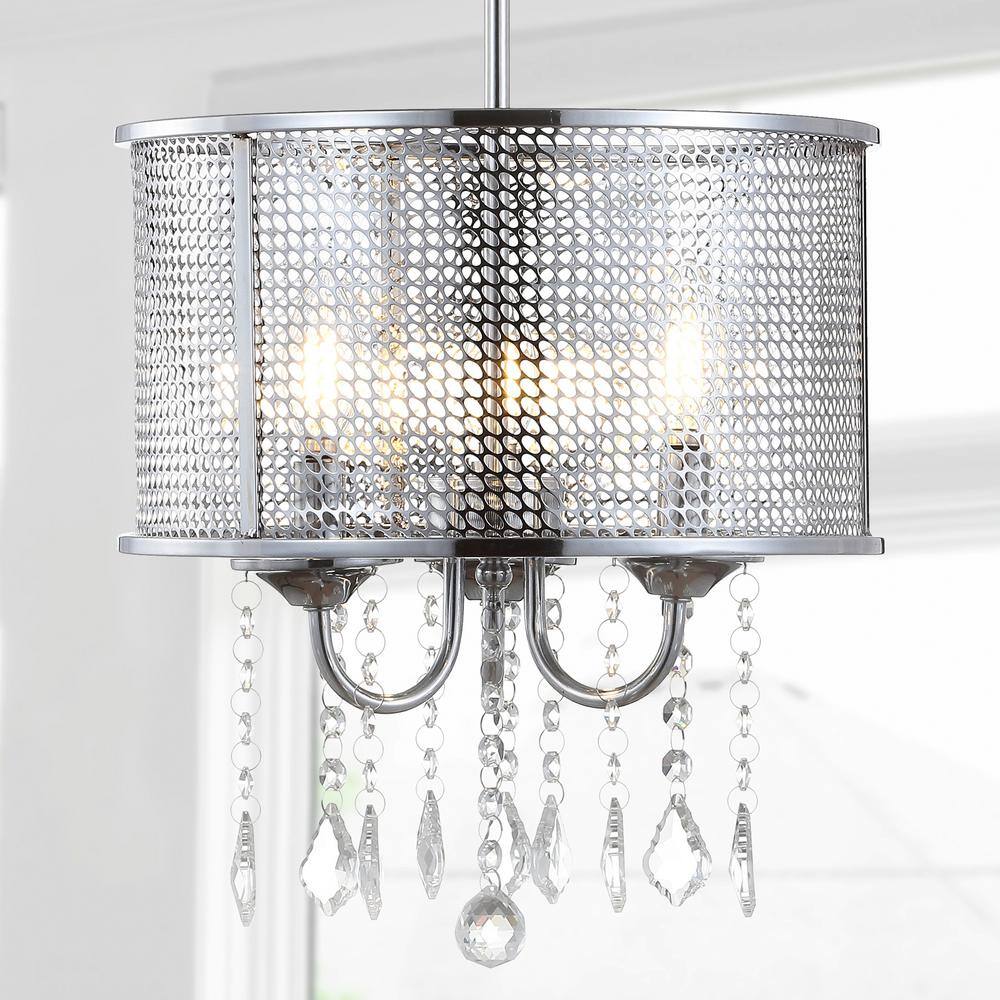 Avah 13" Chrome Polished Crystal Globe LED Pendant