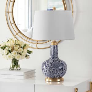 Leia 25.5 in. Blue Table Lamp with White Shade