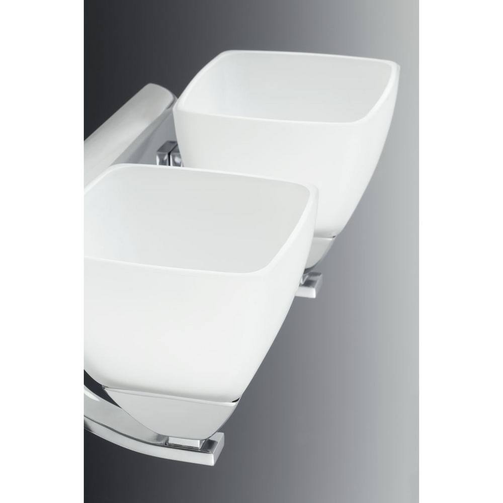 Polished Chrome 2-Light Bath Vanity with Etched White Glass Shades