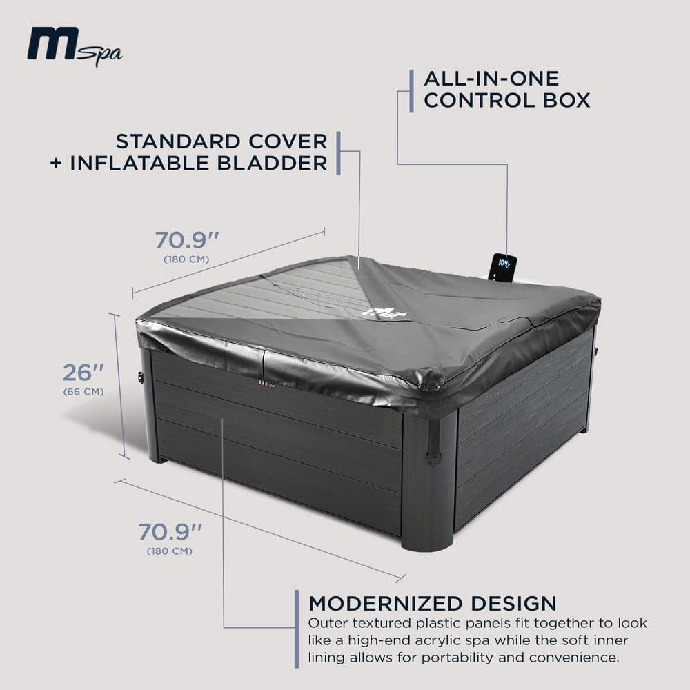 Oslo 6-Person Square Black and White Hydro Massage Hot Tub