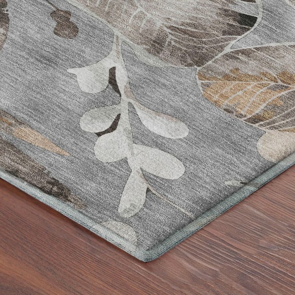 Mayfield Premium Machine Washable Abstract AMF2260 Gray 8 ft. x 10 ft. Area Rug