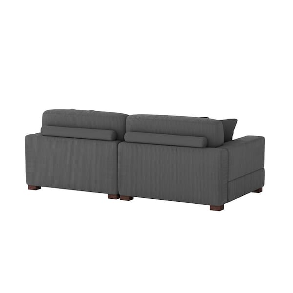 Rayflower セット （SOPHIA ZIGZO Waive） Jones 61 inch Loveseat in Dark Grey Tightly Woven