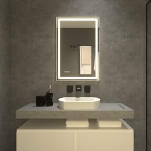 24 in. W x 36 in. H Round Corner Rectangular Frameless Wall Mount LED Single Bathroom Vanity Mirror in Polished Crystal