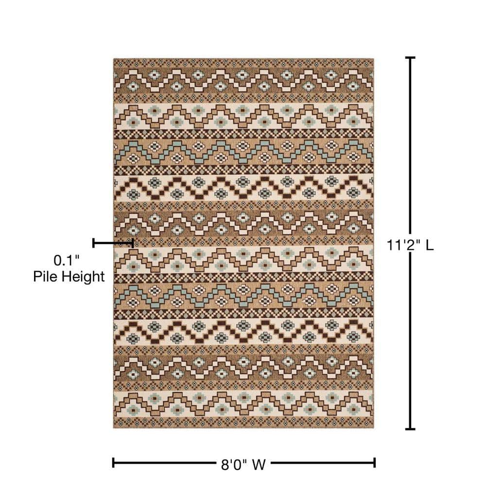 Veranda Blue and Brown Floral Synthetic Area Rug