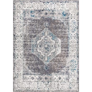 Ankara Vintage Medallion Gray/Ivory 5 ft. 3 in. x 7 ft. 7 in. Area Rug