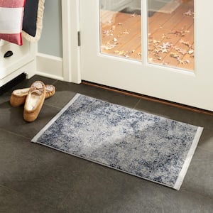 Everyday Rein Abstract Cloud Blue Grey 2 ft. x 3 ft. Machine Washable Area Rug