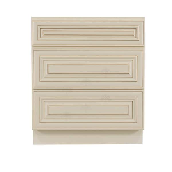 LIFEART CABINETRY Princeton Assembled 21 in. x 21 in. x 33 in. Bath Vanity Cabinet Only with 3-Drawers in Creamy White Glazed