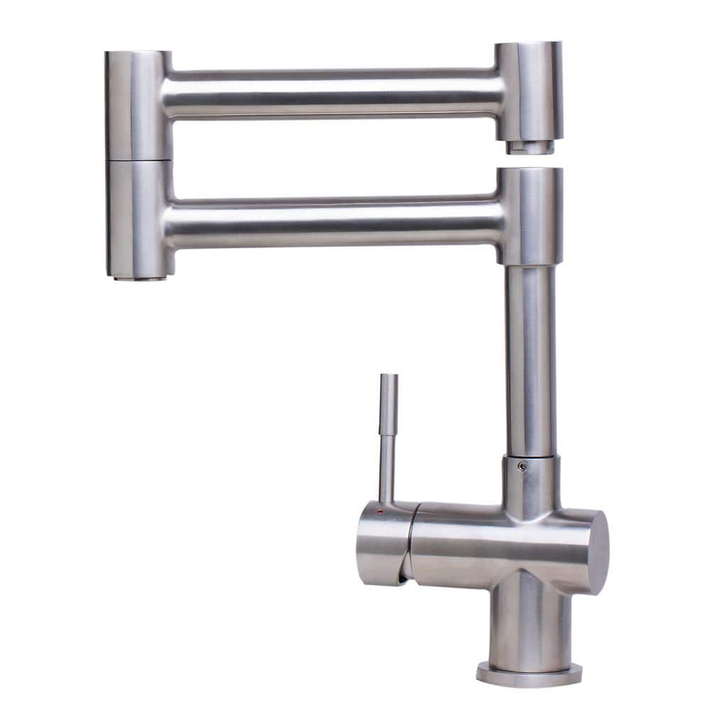 Brushed Stainless Steel Retractable Single Hole Kitchen Faucet