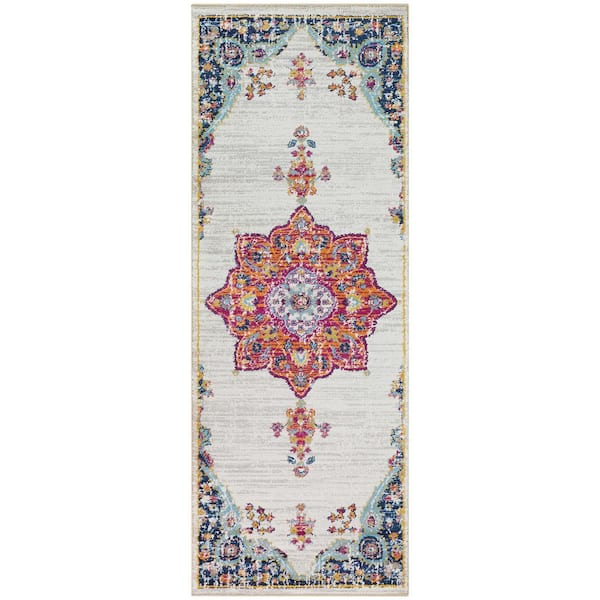 StyleWell Aurora Medallion Multi 3 ft. x 7 ft. Rectangle Indoor Runner Rug