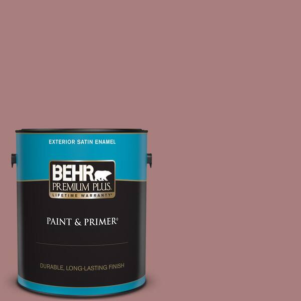 BEHR PREMIUM PLUS 1 gal. #140F-4 Bedford Brown Satin Enamel Exterior Paint & Primer