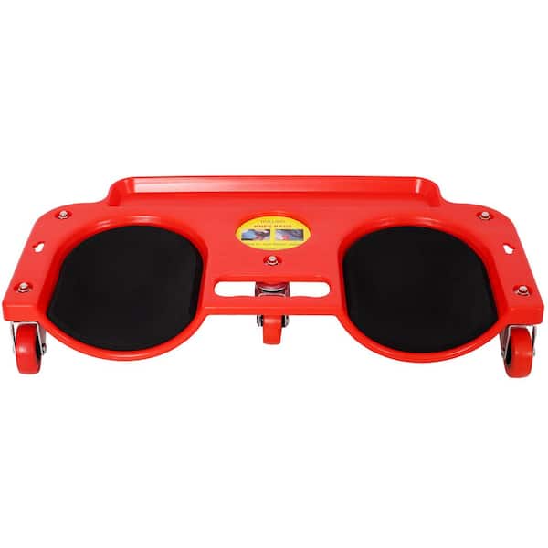 Rolling Knee Creeper Durable Knee Pads with 360° Turn Casters and Tool Tray, for Garage Workshop Garden, Red