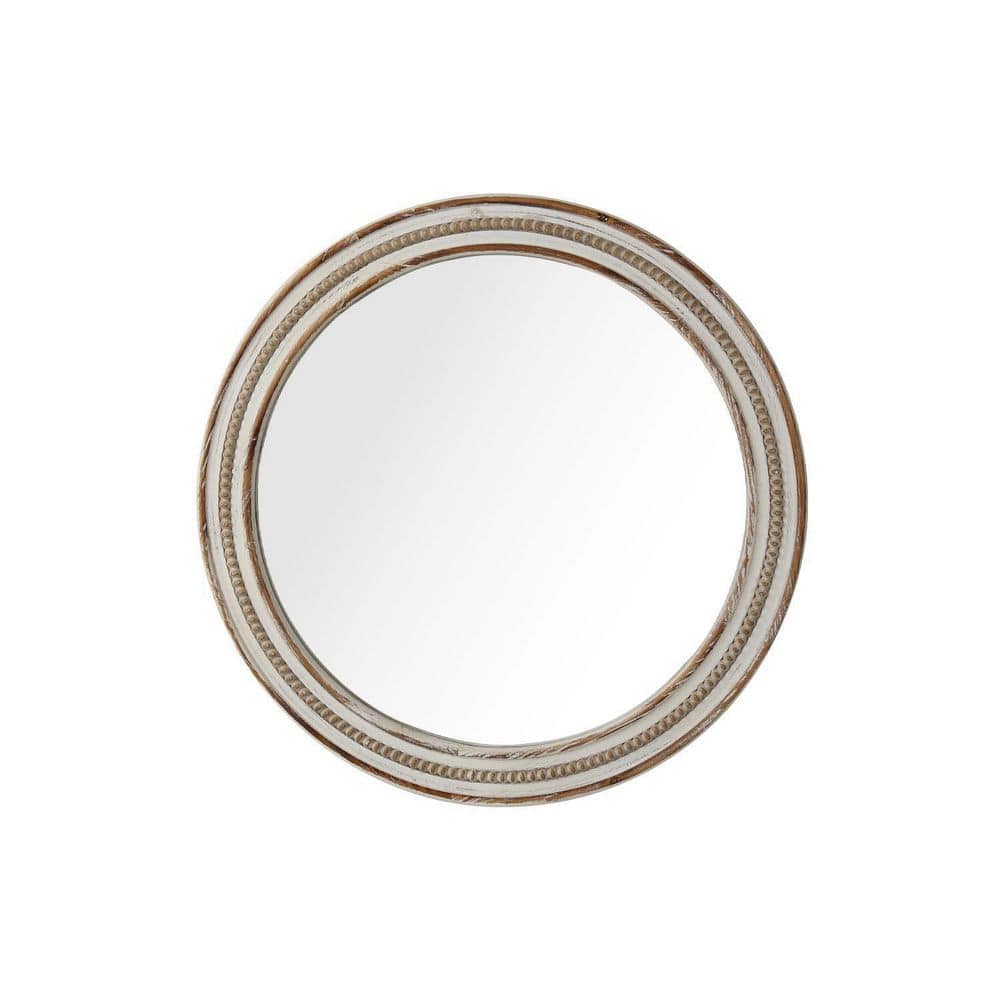 23.62 in W x 23.62 in. H Round Mirror, Wood Mirror Decorative, Farmhouse Wa