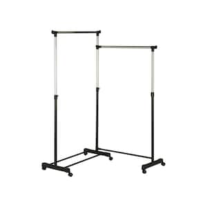 Chrome/Black Steel Rotatable Clothes Rack 64.96 in. W x 63.58 in. H
