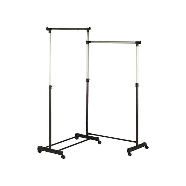 Honey-Can-Do Chrome/Black Steel Rotatable Clothes Rack 64.96 in. W x 63.58 in. H
