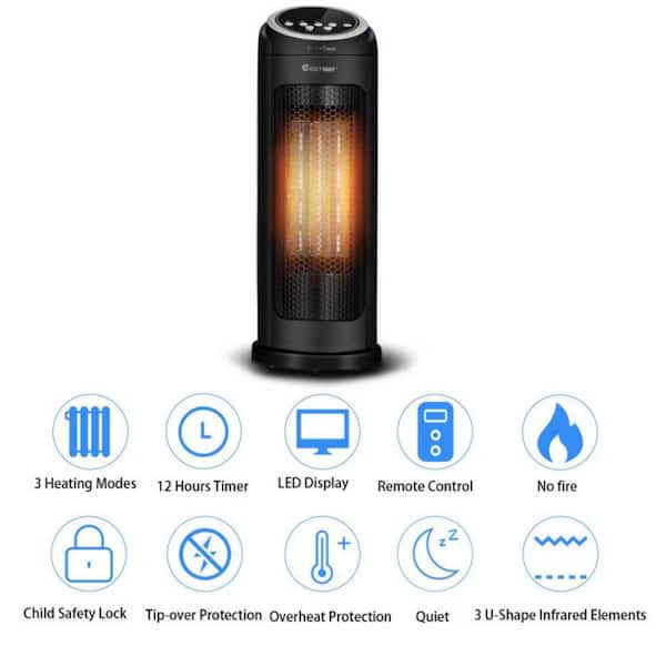  Electric Space Heater for Large Room - 36 Ceramic Tower Space  Heater for Room Heating w/Thermostat, Fast Heating, 3D Realistic Flame,  Oscillating, Remote Control, Ideal for Home/Livingroom : TRUSTECH: Home 