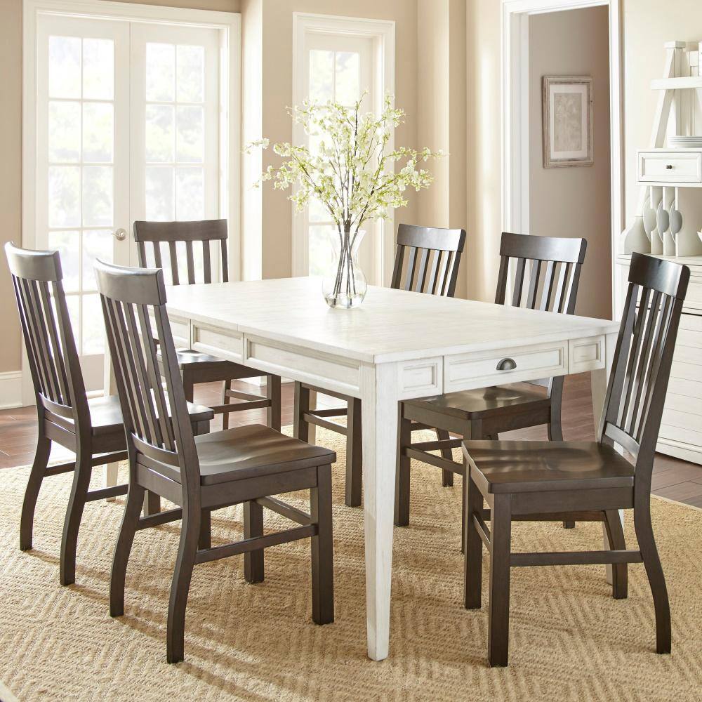 Cottage Charm Antique White Extendable Dining Table with Storage