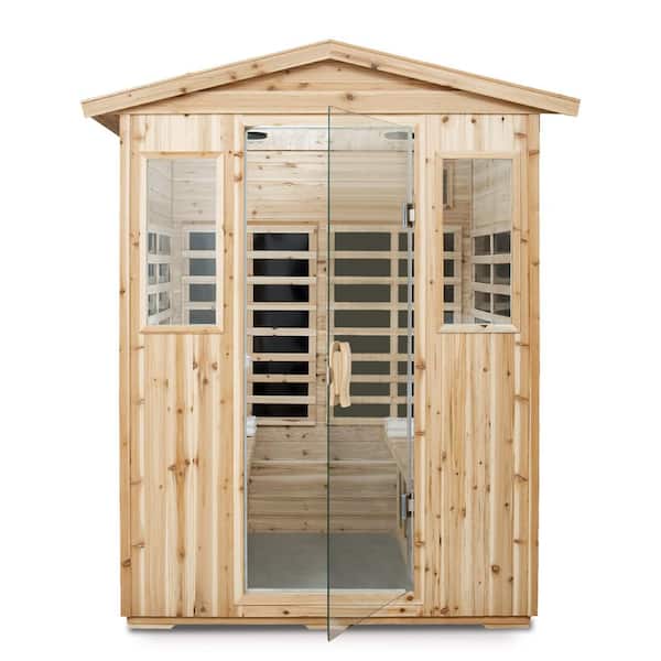 4-Person Old Fir Far Infrared Sauna with 6 Heating Panels, Bluetooth Audio, LED & Ambient Lighting, LCD Touch Control