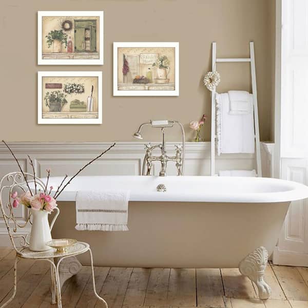 Unbranded 18 in. x 42 in. "Garden Bath" by Pam Britton Printed Framed Wall Art