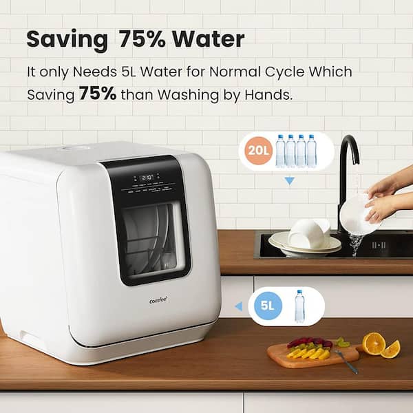 COMFEE' Countertop Dishwasher, Portable Dishwasher with 6L Built-in Water  Tank