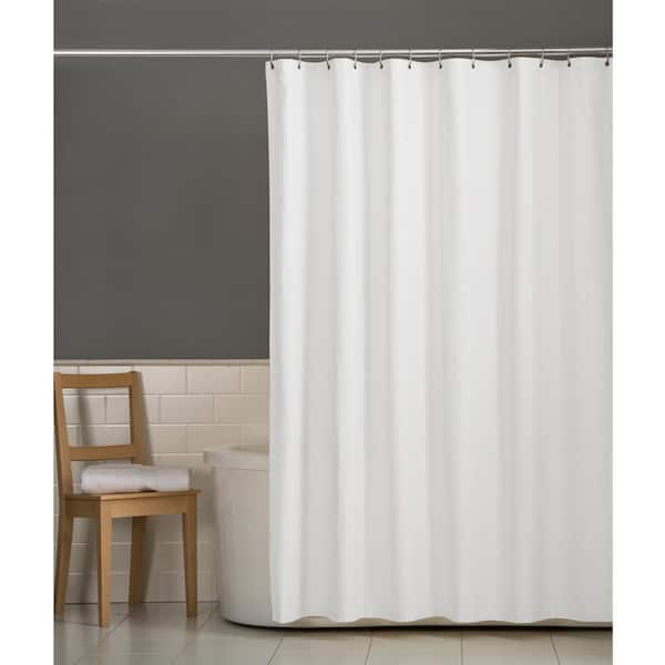 X 72 In L White Fabric Shower Curtain, Extra Wide Fabric Shower Curtain