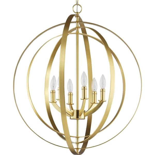 Progress Lighting Equinox Collection Satin Brass Six-Light Sphere Pendant