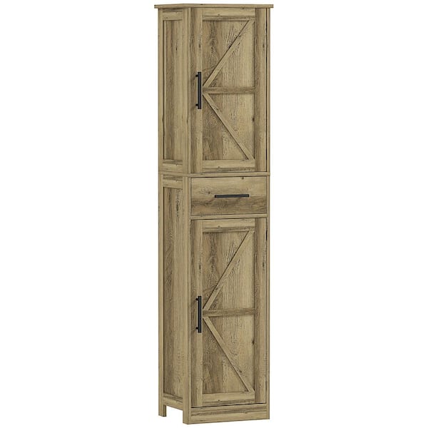 15.7 in. x 11.8 in. x 66.9 in. Distressed Gray MDF Linen Cabinet with Adjustable Shelves