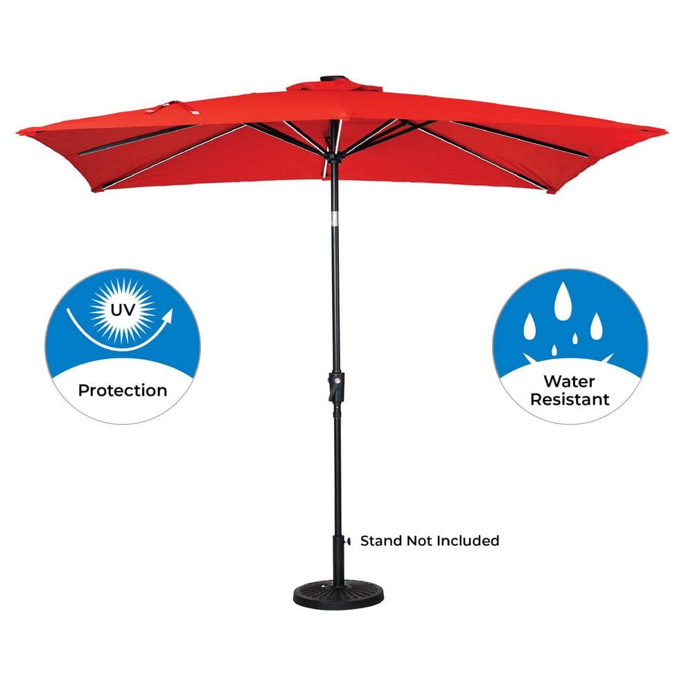 9 ft. x 7 ft. Rectangular Next Gen Solar Lighted Market Patio Umbrella in Ruby Red price history on PriceWatchPro