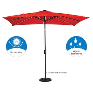 9 ft. x 7 ft. Rectangular Next Gen Solar Lighted Market Patio Umbrella in Ruby Red