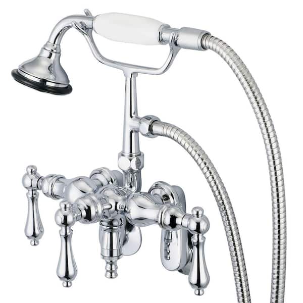 Water Creation 3-Handle Vintage Claw Foot Tub Faucet with Handshower and Lever Handles in Triple Plated Chrome