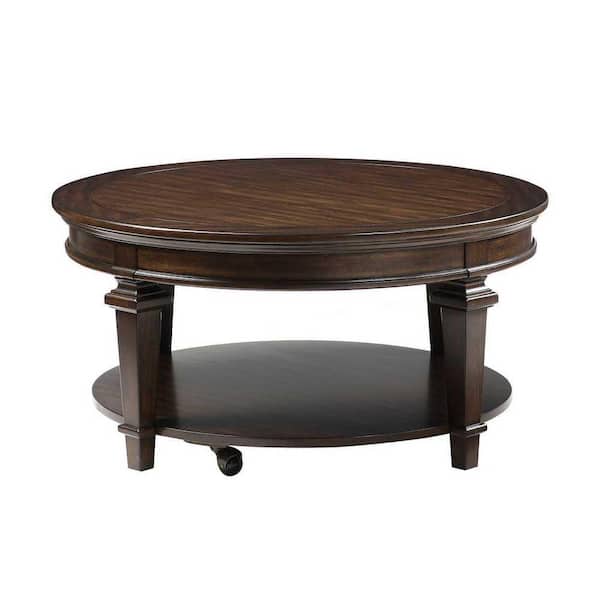 EVERGLADE HOME Destry 40 in. Espresso Round Wood Coffee Table