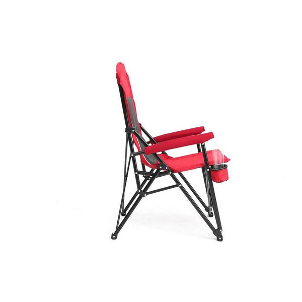 Otryad Red Metal Folding Lawn Chair, Portable Heavy Duty High Back