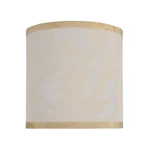 8 in. x 8 in. Off White and Floral Design Hardback Drum/Cylinder Lamp Shade