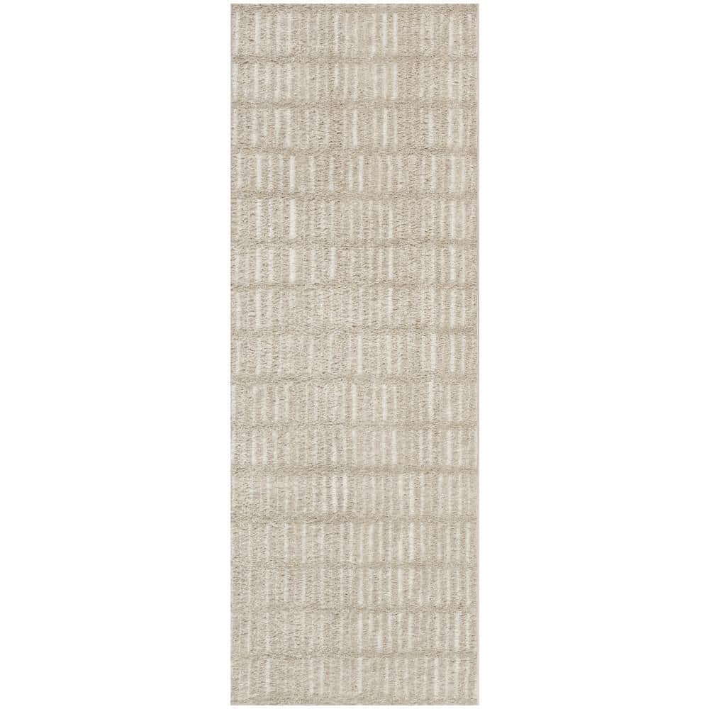 Cozy Modern Grey Ivory 2 ft. x 6 ft. Linear Contemporary Runner Area Rug price history on PriceWatchPro