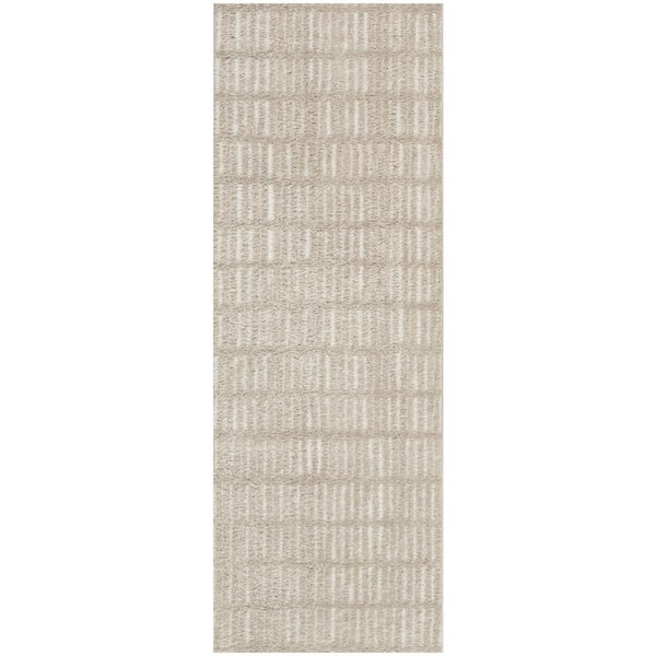 Nourison Cozy Modern Grey Ivory 2 ft. x 6 ft. Linear Contemporary Runner Area Rug