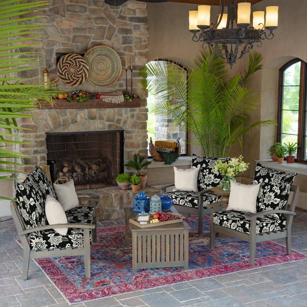 Ashland Jacobean Black Outdoor Deep Seat Cushion Set
