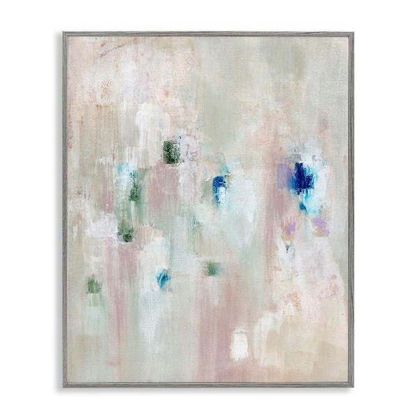 Neutrals with Blue Spots by Nikita Jariwala Gray Framed Abstract Giclee Art Print 14 in. x 11 in.