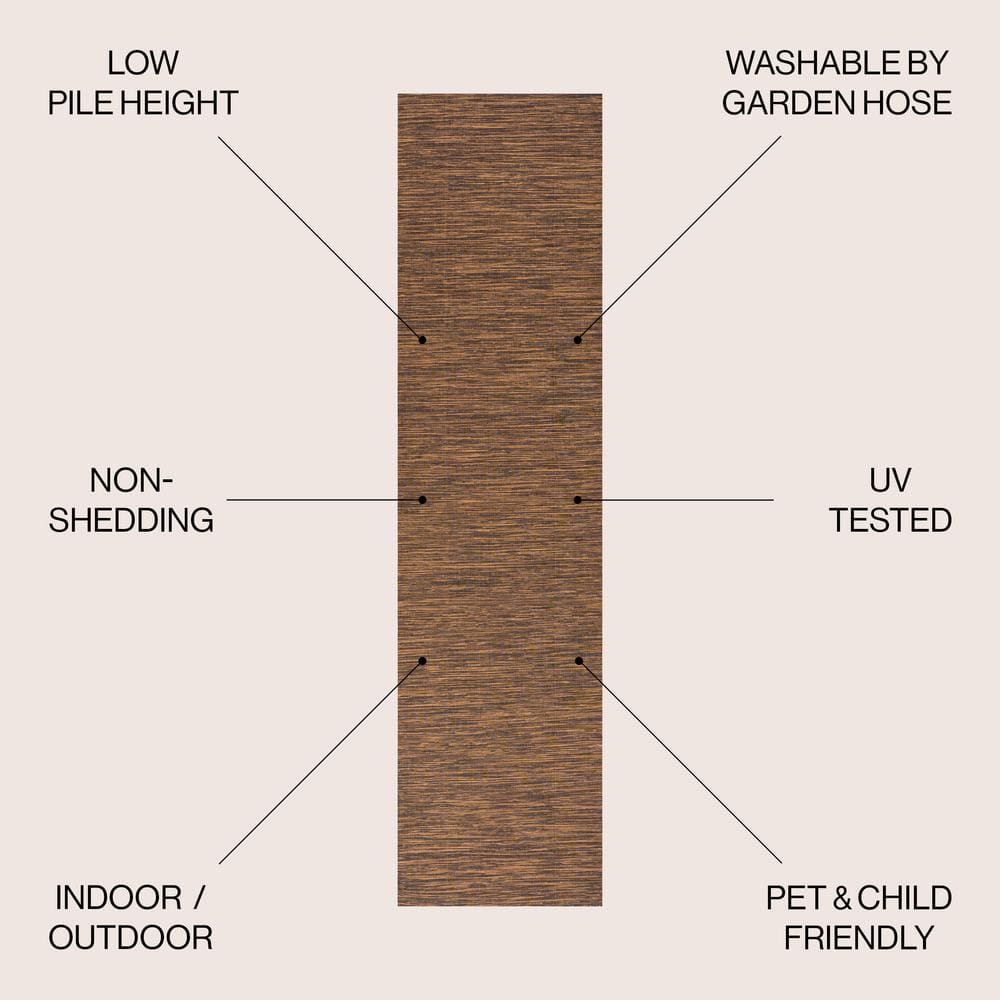 Modern Flatweave Solid Brown Synthetic Area Rug - Easy Care
