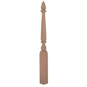 Stair Parts 4815 48 in. x 3-1/2 in. Unfinished Red Oak Pin Top Newel Post for Stair Remodel