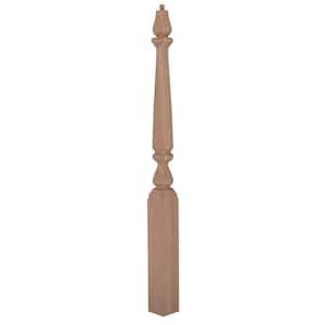 Stair Parts 4815 60 in. x 3-1/2 in. Unfinished Red Oak Pin Top Landing Newel Post for Stair Remodel