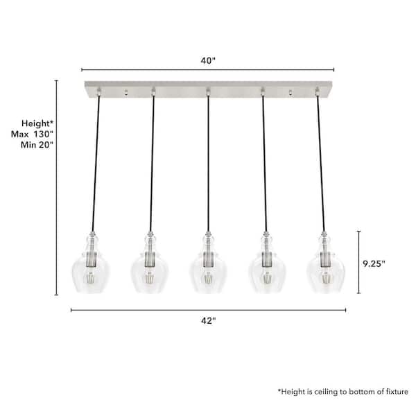 Hunter Maple Park 5-Light Brushed Nickel Shaded Chandelier with Clear Glass Shades