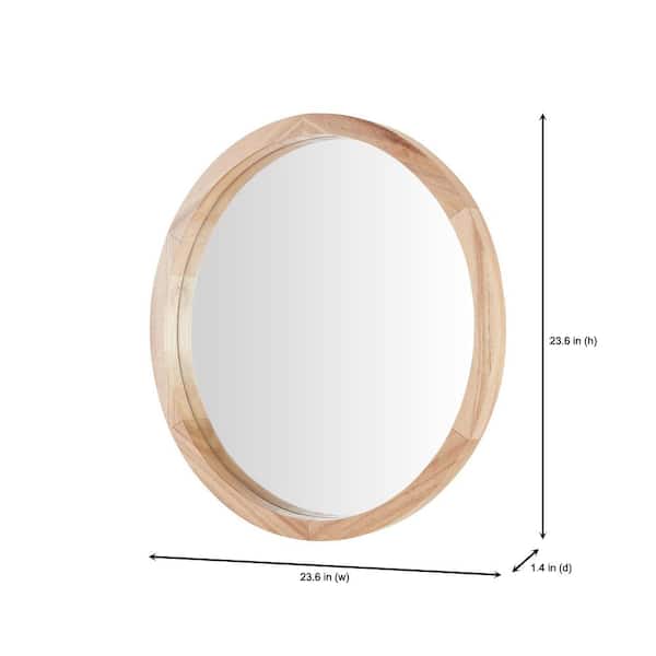 Medium Round Brown Natural Wood Transitional Accent Mirror (24 in. Diameter)