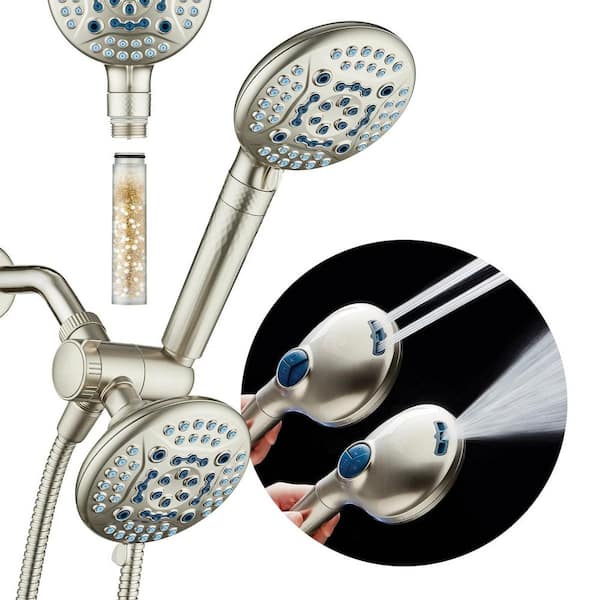 82-Spray Wall Mount Showerhead Combo with Shower Filtration 2.5 GPM in Satin Nickel