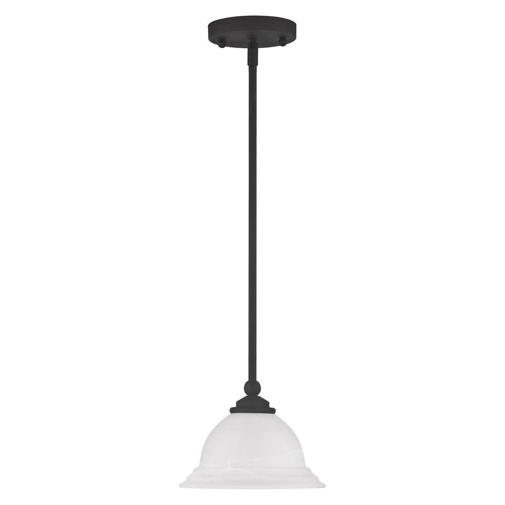 North Port Black Mini Pendant with White Alabaster Glass