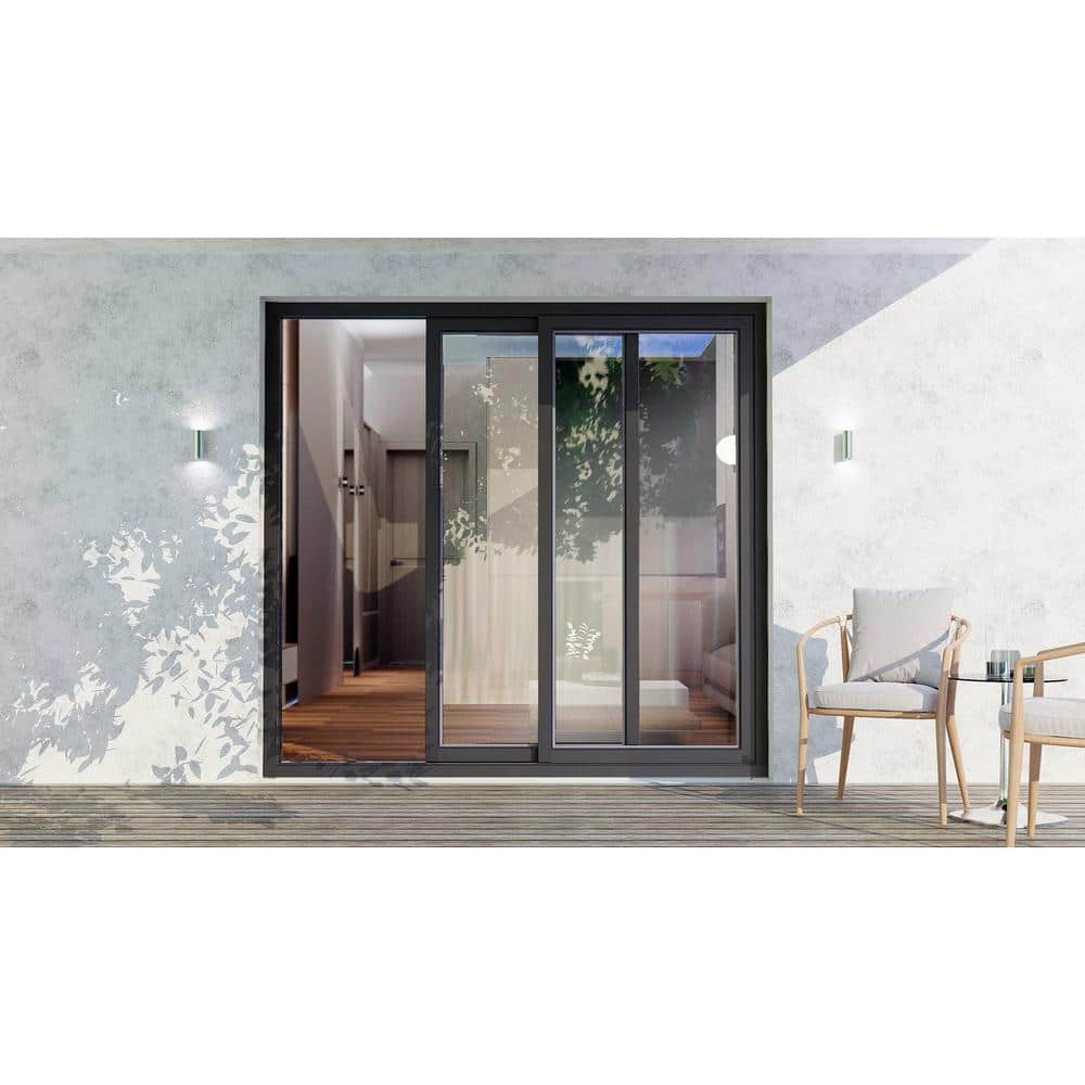 Matte Black Steel Sliding Patio Door with Tempered Glass