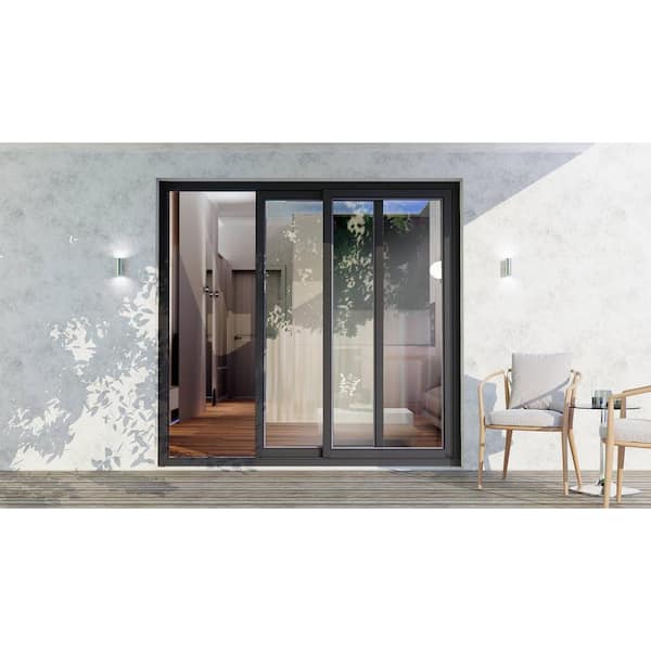 8166 72 in. X 80 in. Black Color Left Hand Finished Metal-Plastic Patio Door