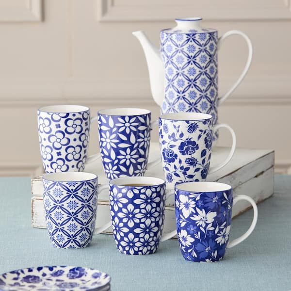 Certified International Madison 13 fl. oz. Blue Porcelain Mugs