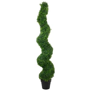 48 " Two Tone Green Artificial Spiral Boxwood Topiary Potted Tree