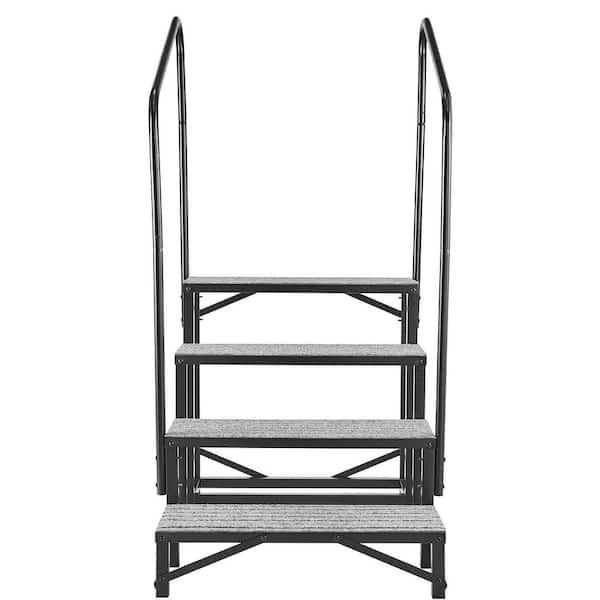 4-Step RV Stairs with Dual Handrails, 660 lbs. Capacity, Sturdy Outdoor Steps with Non-Slip Surface for Seniors and Pets