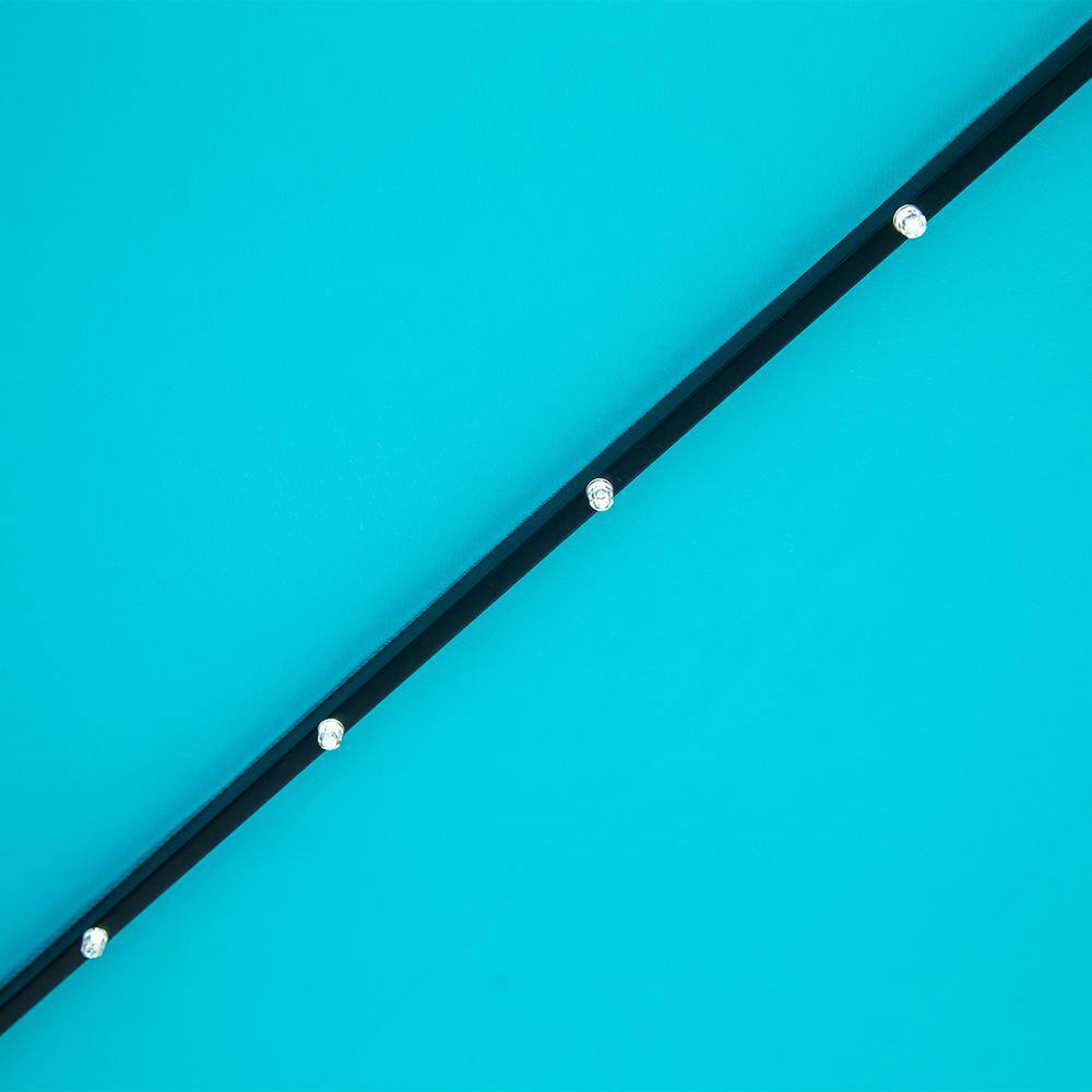 10 ft. Blue Aluminum Market Umbrella with Solar LED Lights