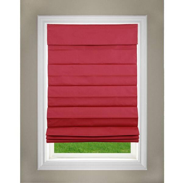 Perfect Lift Window Treatment Red Cordless Room Darkening Adjustable Polyester Roman Shades 58 in. W x 64 in. L